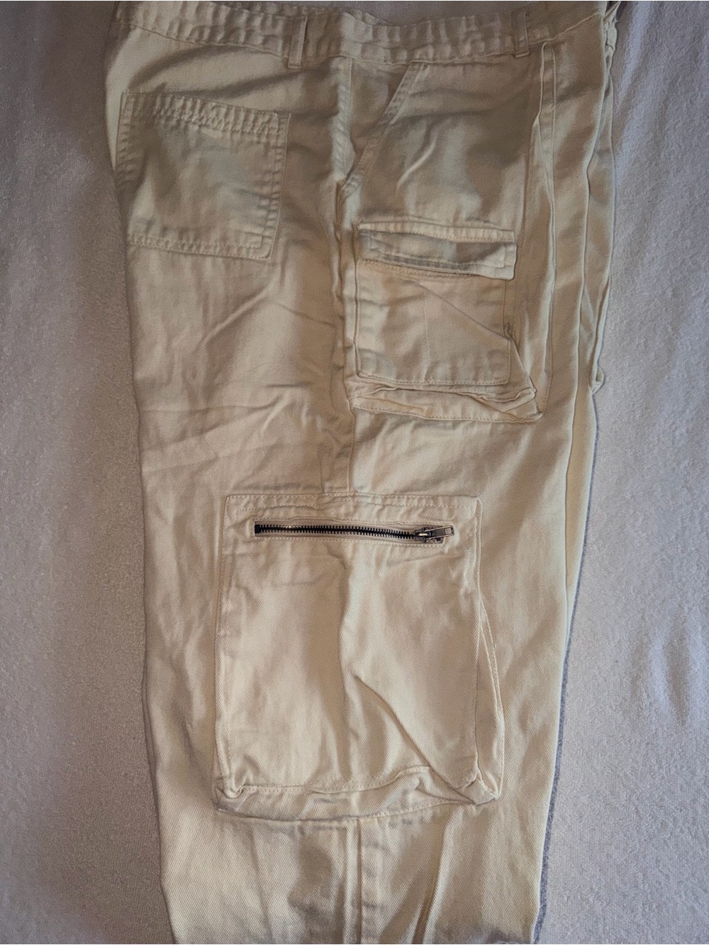 Boohooman Cream Utility Cargo Pants - Picture 2 of 11
